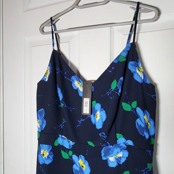NWT–Banana Republic Black Blue Floral Ruffled Hem Dress - Size: 10 PRICE IS FIRM - Picture 7 of 7
